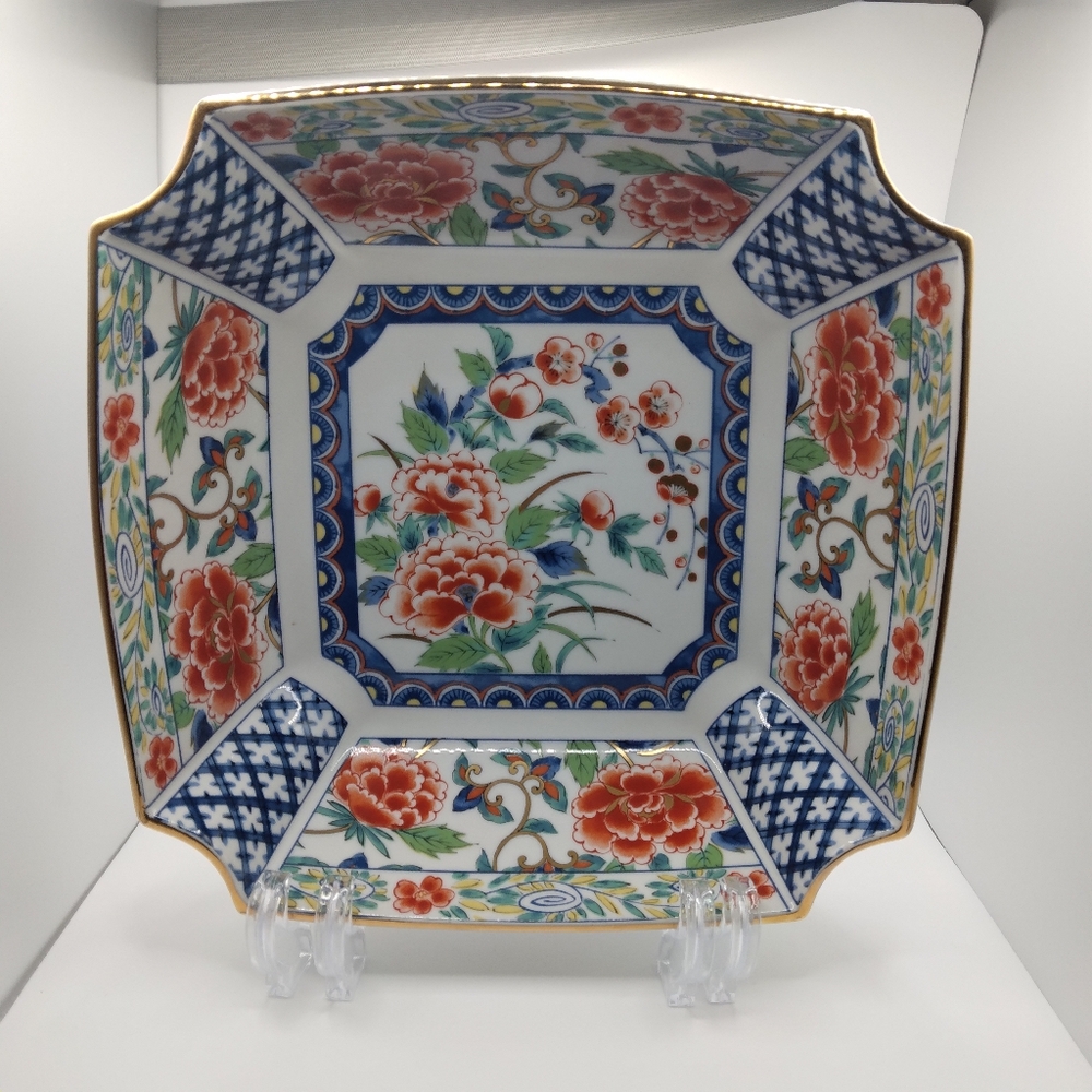 Vintage Shibata Japan " China Garden" Serving Bowl, Gold Trim 8.5" READ